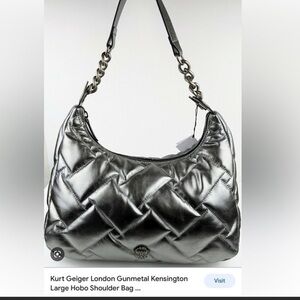 Kurt Geiger Kensington gunmetal quilted hobo bag